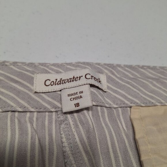 Coldwater Creek Gray Stripe Pants Linen Blend Womens 18 Plus Size‎ - Picture 7 of 8